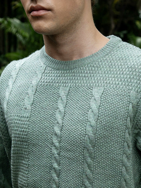 Hooked Twist-Knit Pullover Sweater