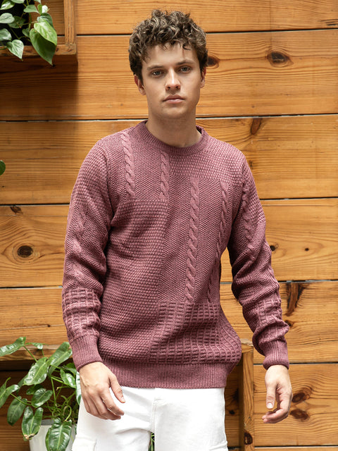 Hooked Twist-Knit Pullover Sweater