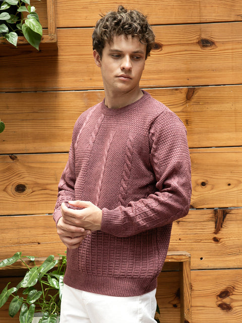 Hooked Twist-Knit Pullover Sweater