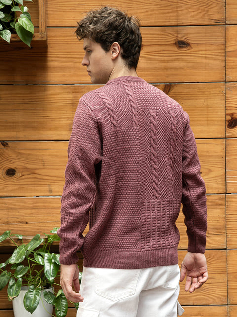 Hooked Twist-Knit Pullover Sweater