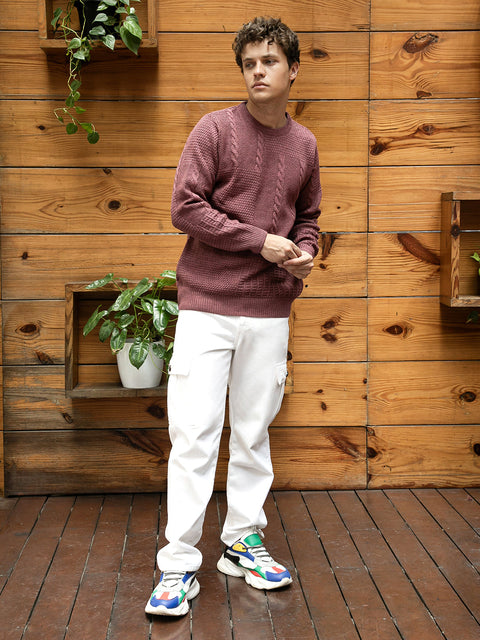 Hooked Twist-Knit Pullover Sweater