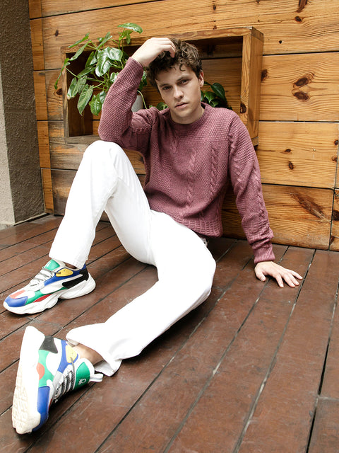 Chaos Twist-Knit Pullover Sweater