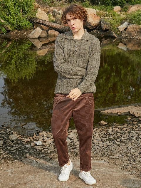 Runway Gods Braid-Knit Collared Sweater
