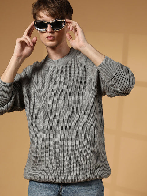XYNG Self-Raglan Knit Pullover Sweater