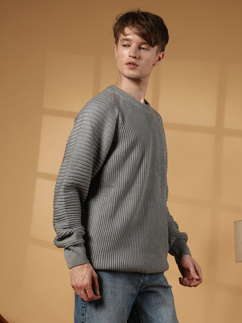 XYNG Self-Raglan Knit Pullover Sweater