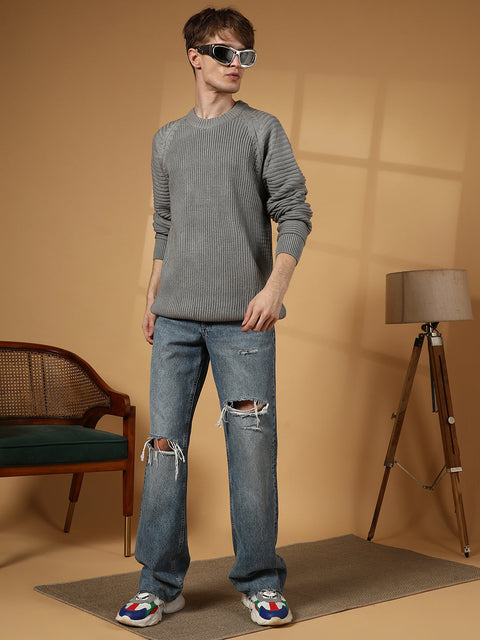 XYNG Self-Raglan Knit Pullover Sweater