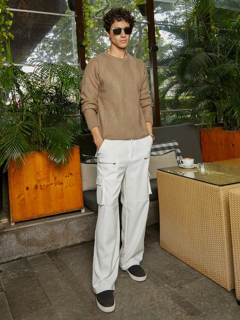 Chaos Basket-Knit Pullover Sweater