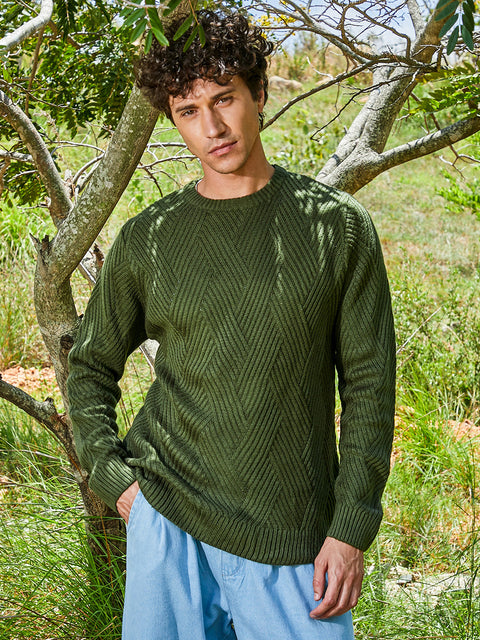 Chaos Basket-Knit Pullover Sweater