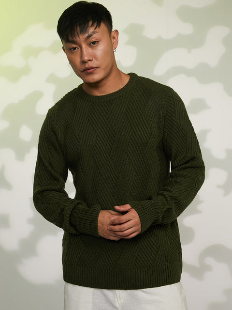 Chaos Basket-Knit Pullover Sweater