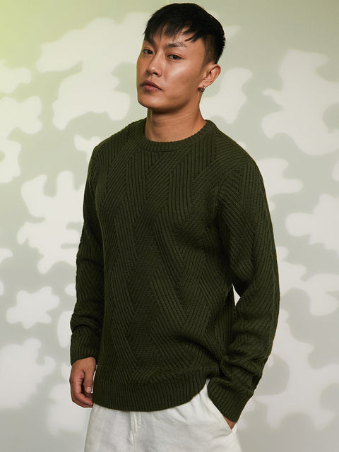 Chaos Basket-Knit Pullover Sweater