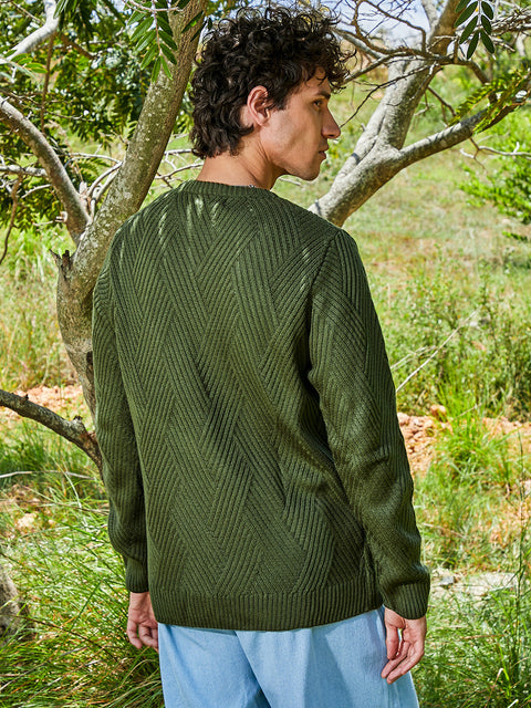 Chaos Basket-Knit Pullover Sweater