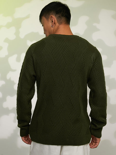 Chaos Basket-Knit Pullover Sweater