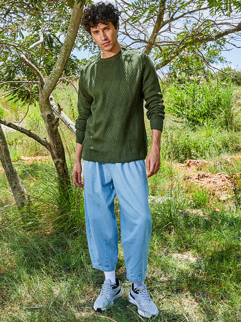 Chaos Basket-Knit Pullover Sweater