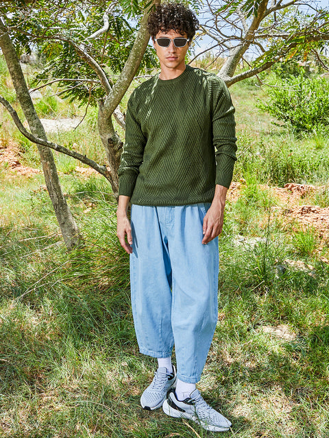 Chaos Basket-Knit Pullover Sweater