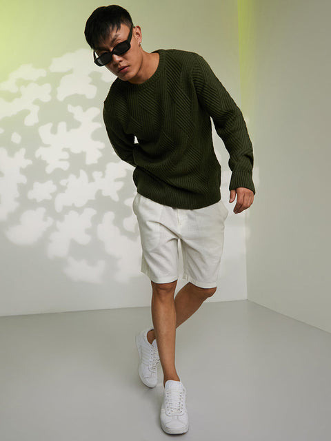 Chaos Basket-Knit Pullover Sweater