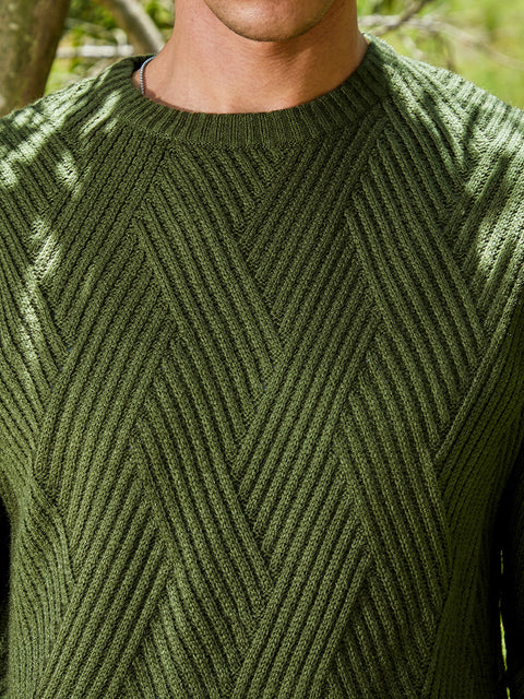 Chaos Basket-Knit Pullover Sweater