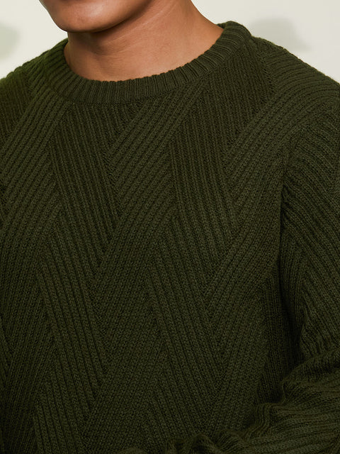 Chaos Basket-Knit Pullover Sweater