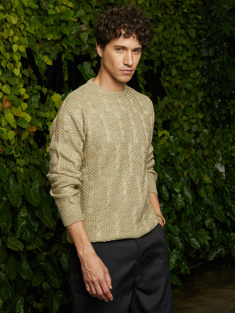 Chaos Twist-Knit Pullover Sweater