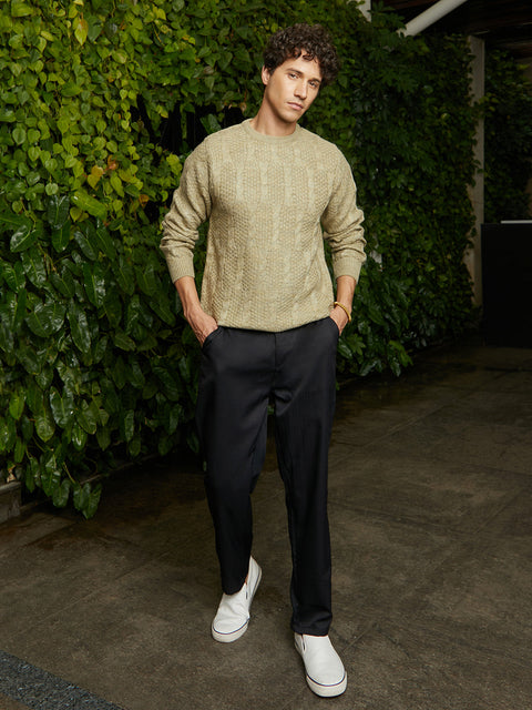 Hookd Twist-Knit Pullover Sweater