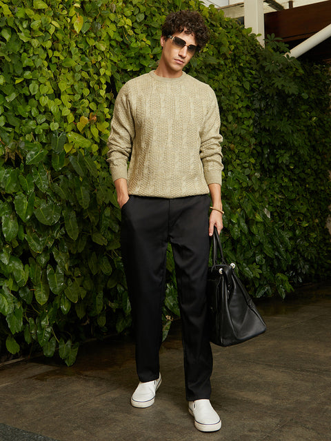 Chaos Twist-Knit Pullover Sweater