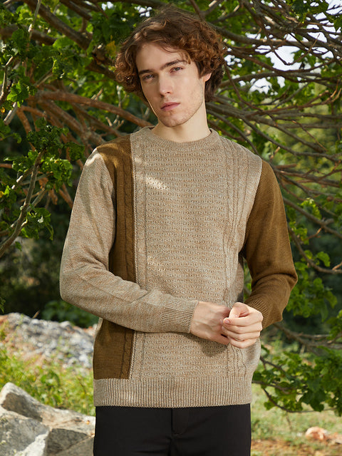 OneKind Contrast Panel Pullover Sweater