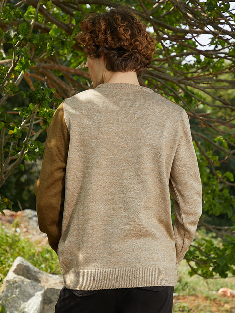 OneKind Contrast Panel Pullover Sweater