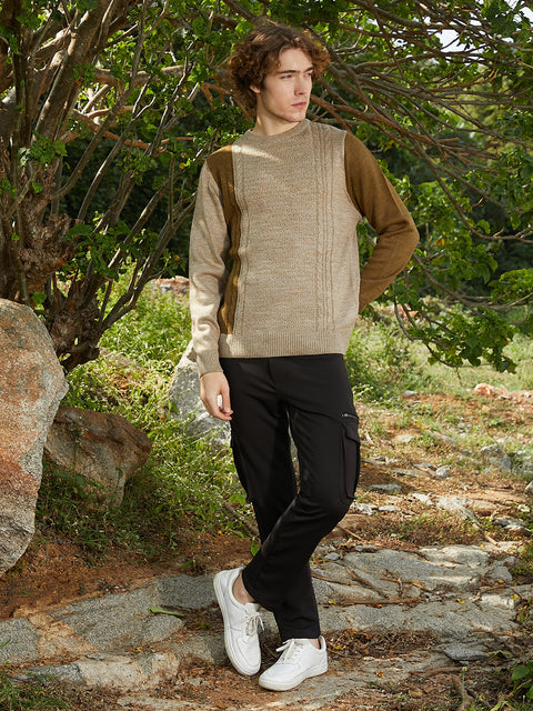OneKind Contrast Panel Pullover Sweater