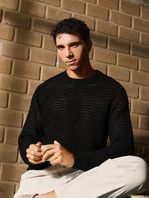 Take Two Men Sweater Loose-Knit Pullover Sweater