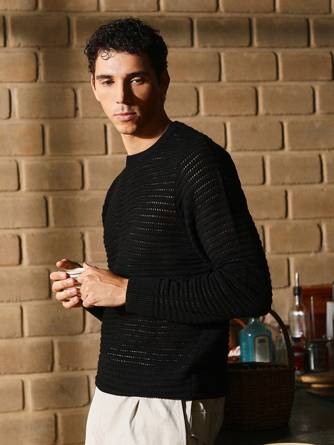 Take Two Men Sweater Loose-Knit Pullover Sweater