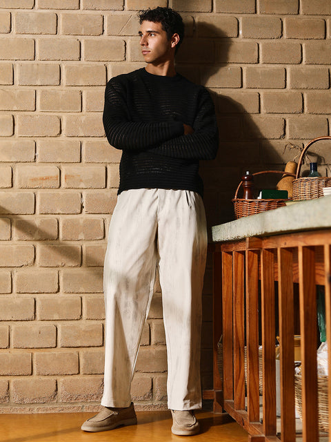 Take Two Men Sweater Loose-Knit Pullover Sweater