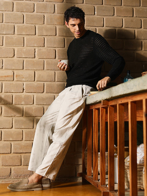 Take Two Men Sweater Loose-Knit Pullover Sweater