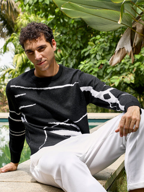 Runway Gods Mono-Abstract Pullover Sweater