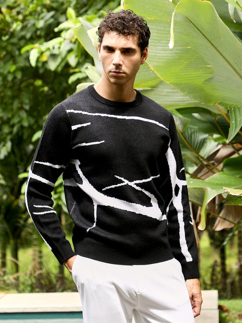 Runway Gods Mono-Abstract Pullover Sweater