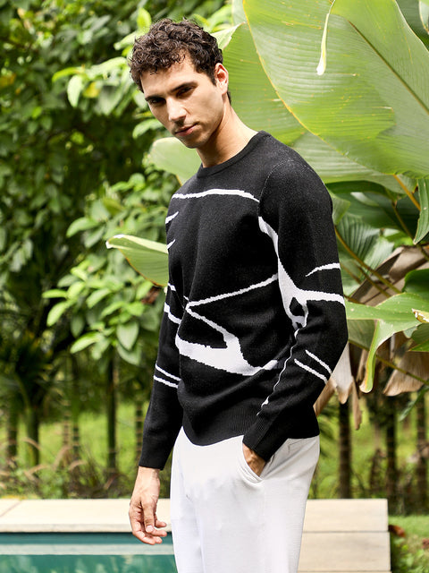 Runway Gods Mono-Abstract Pullover Sweater