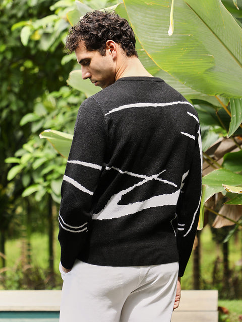 Runway Gods Mono-Abstract Pullover Sweater