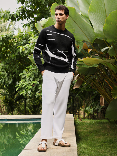 Runway Gods Mono-Abstract Pullover Sweater