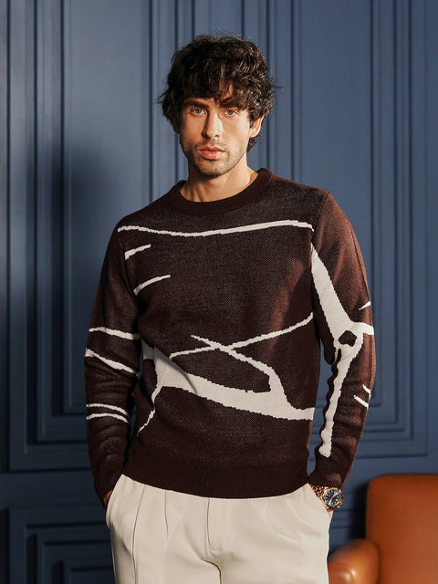 Take 2 Mono-Abstract Pullover Sweater