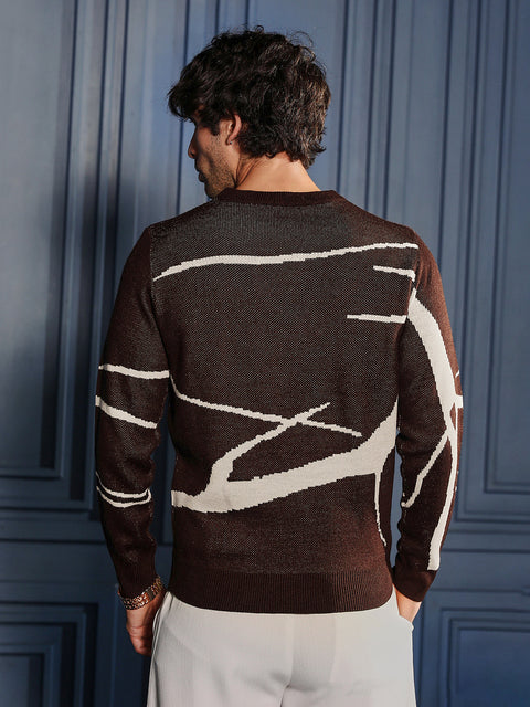 Take 2 Mono-Abstract Pullover Sweater