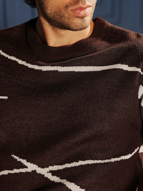 Take 2 Mono-Abstract Pullover Sweater