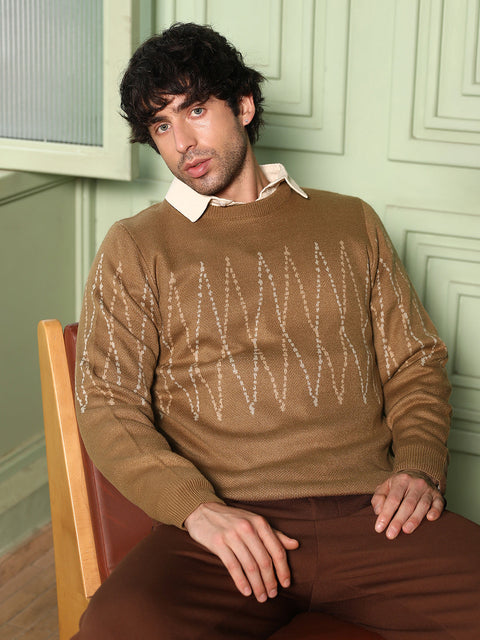 Take Two Men Sweater Zigzag-Jacquard Pullover Sweater