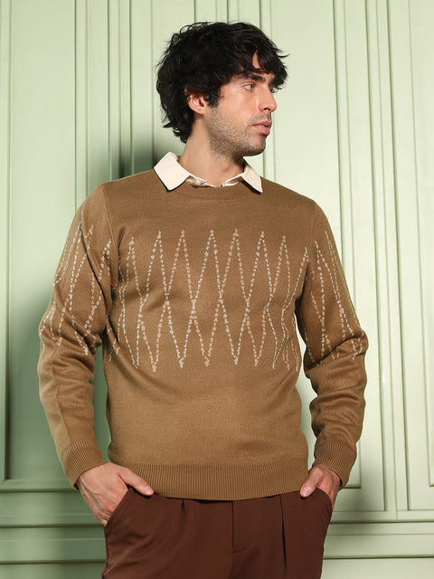 Take Two Men Sweater Zigzag-Jacquard Pullover Sweater