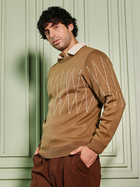 Take Two Men Sweater Zigzag-Jacquard Pullover Sweater