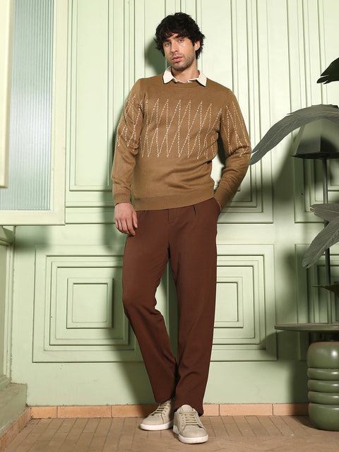 Take Two Men Sweater Zigzag-Jacquard Pullover Sweater