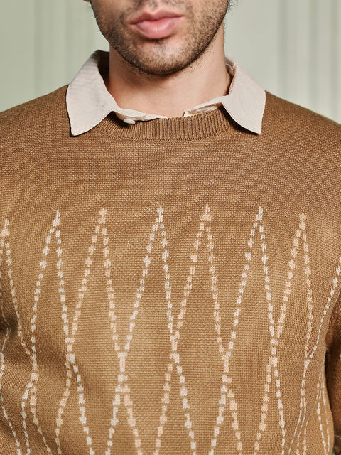 Take Two Men Sweater Zigzag-Jacquard Pullover Sweater