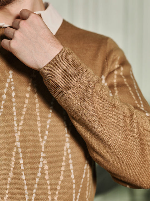 Take Two Men Sweater Zigzag-Jacquard Pullover Sweater