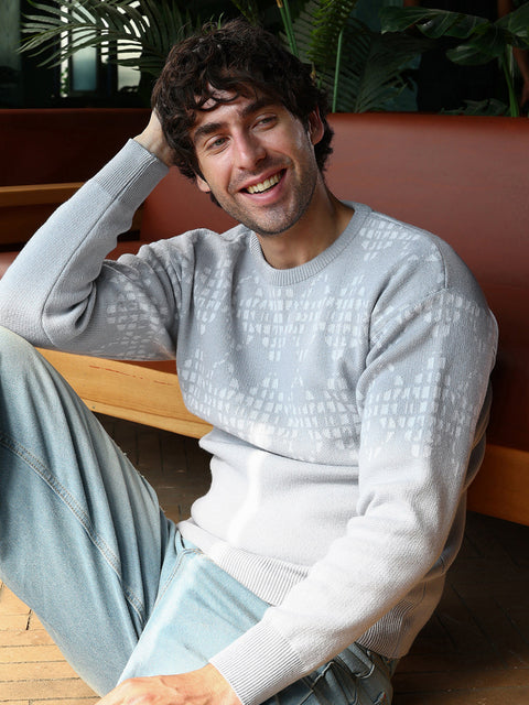 Take Two Men Sweater Geometric-Block Imprint Pullover Sweater
