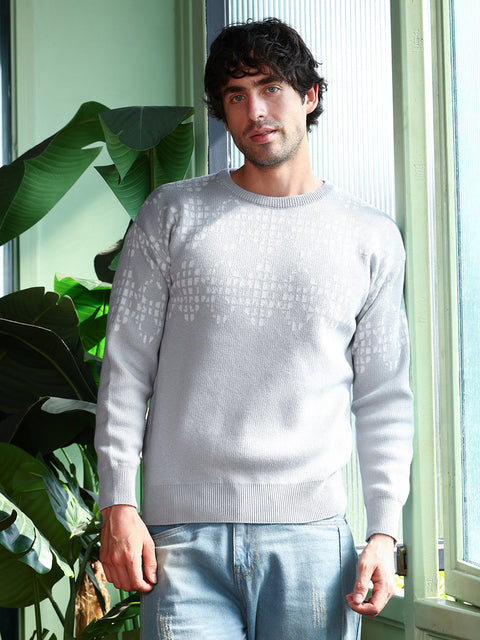 Take Two Men Sweater Geometric-Block Imprint Pullover Sweater