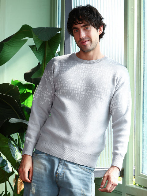 Take Two Men Sweater Geometric-Block Imprint Pullover Sweater