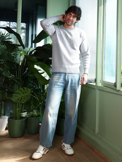 Take Two Men Sweater Geometric-Block Imprint Pullover Sweater