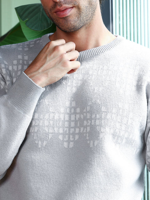 Take Two Men Sweater Geometric-Block Imprint Pullover Sweater